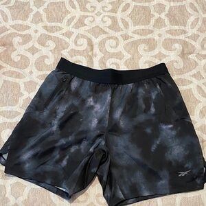 Reebok Black and White Tie-Dye Shorts